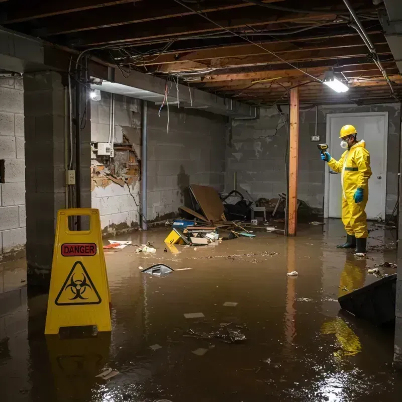 Flooded Basement Electrical Hazard in Metcalfe County, KY Property